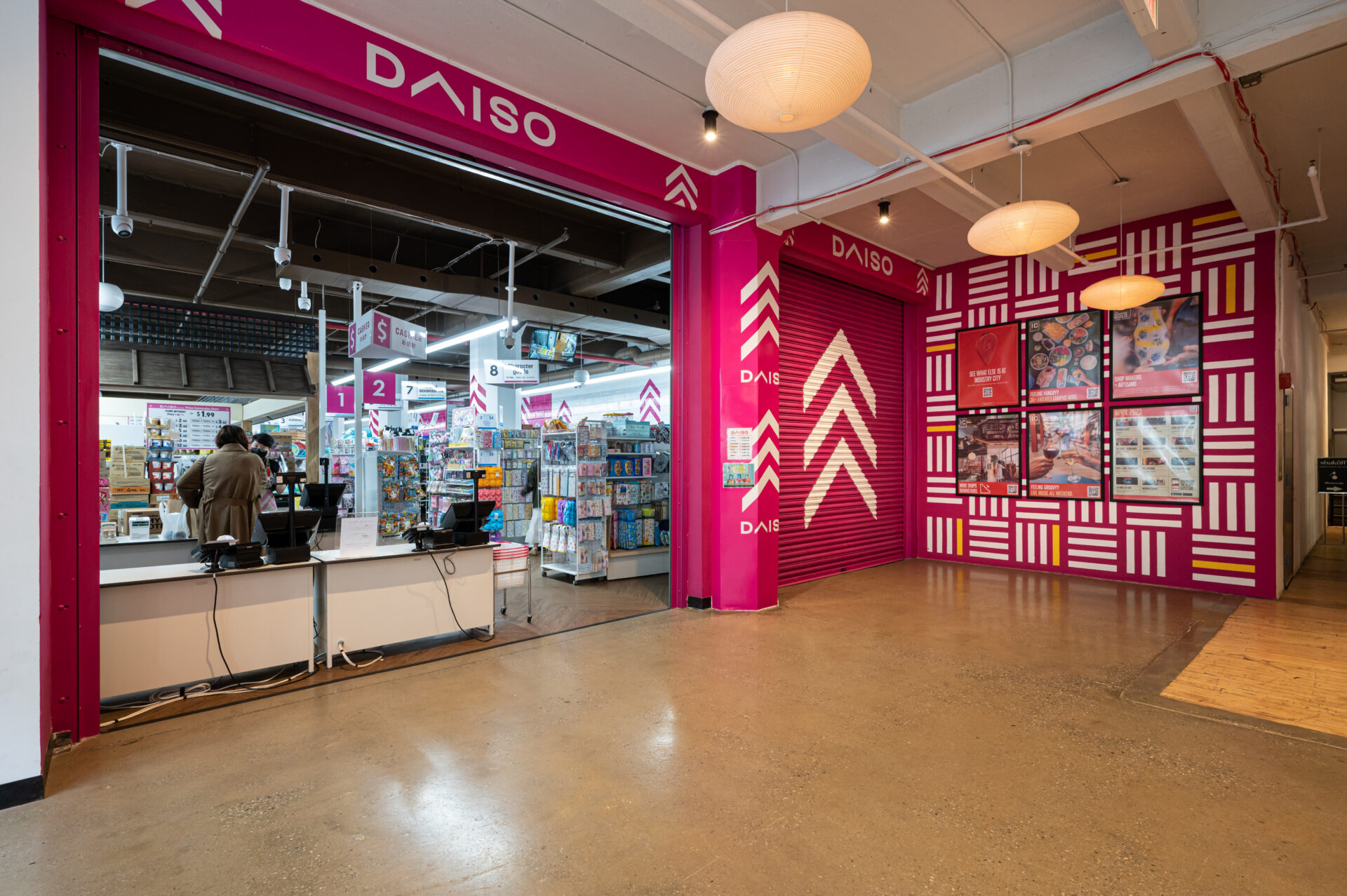 The exterior of a storefront called "Daiso."