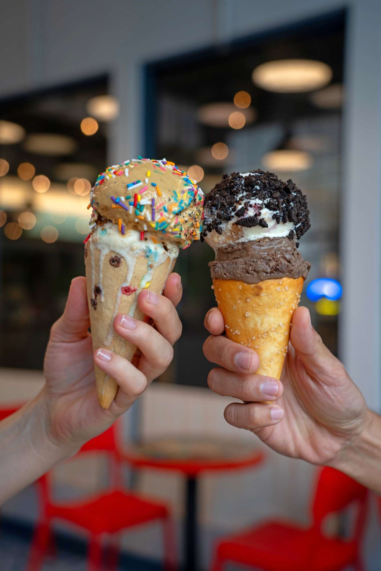 There are two ice cream cones.