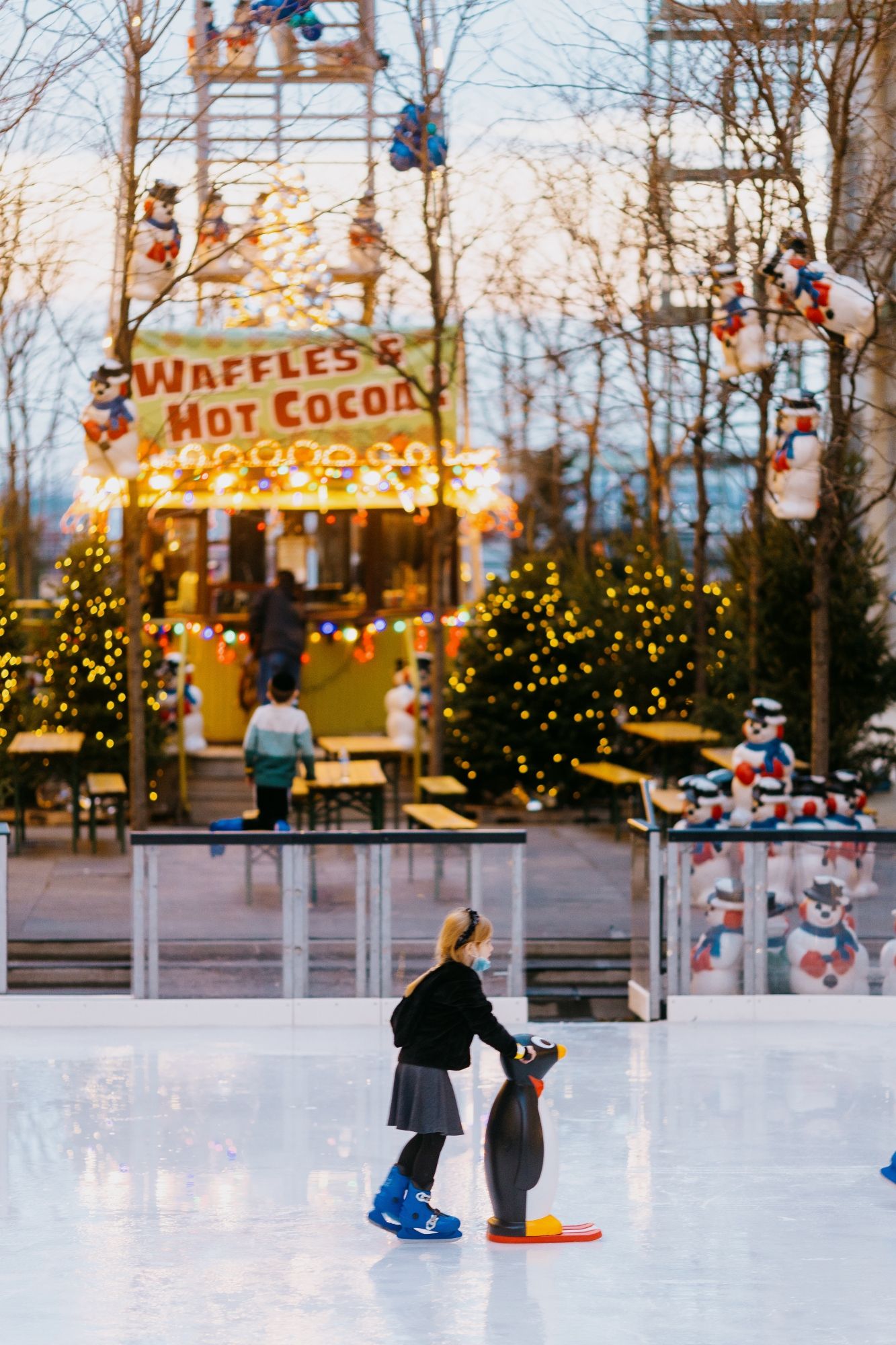 A child is ice skating.