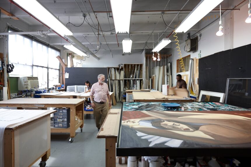 People are working in an art studio.