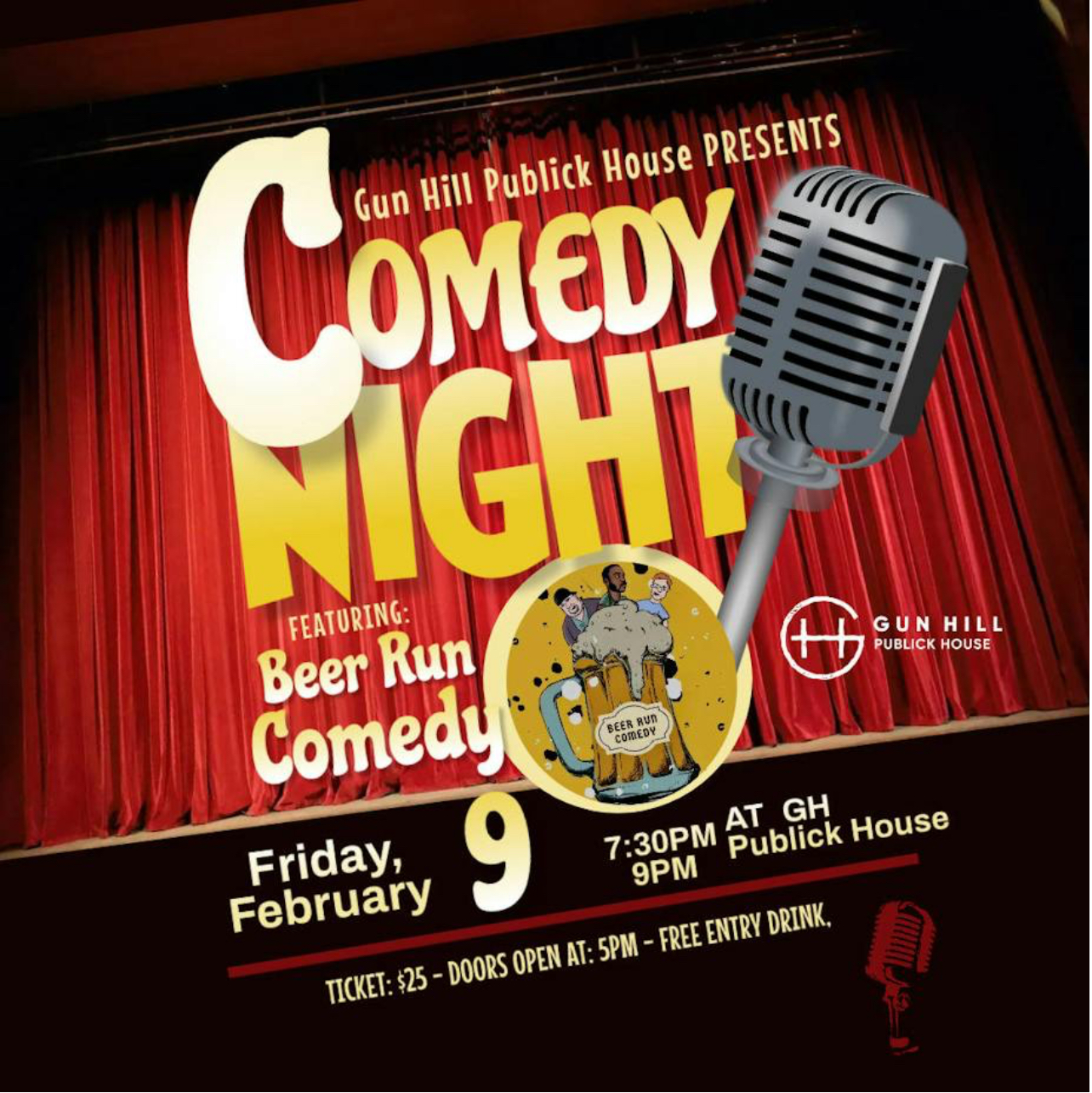 A flyer for a comedy night.