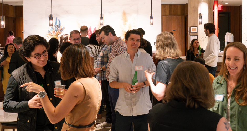 industry city business owners gathering for a tenant event, networking at industry city